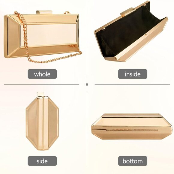 Women Metal Evening Handbag Acrylic Clutch Purse for Parties Weddings Proms - Picture 3 of 6